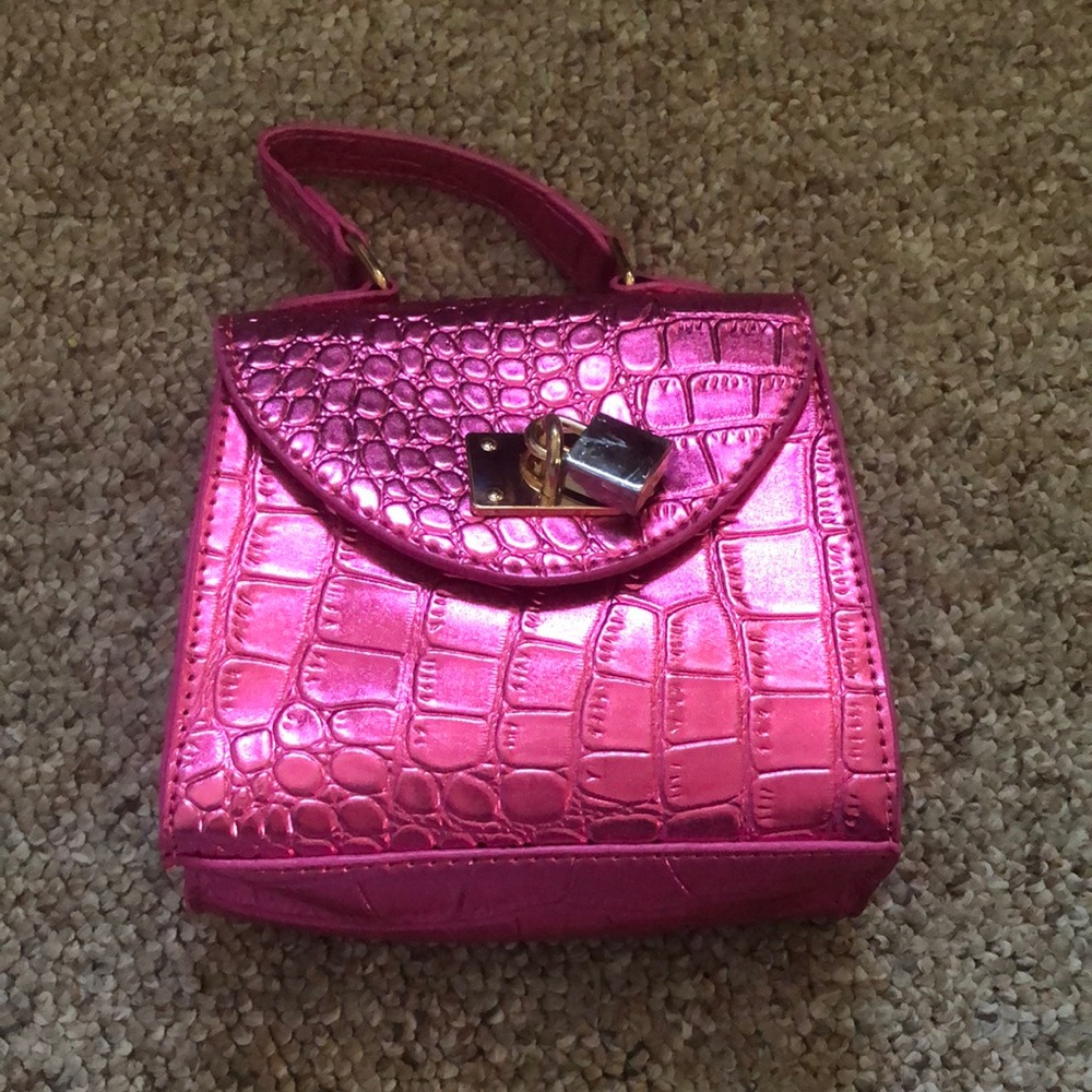 Pink Metallic Croco Handbag